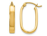 14K Yellow Gold Polished  Oval Hoop Earrings (3.5mm)